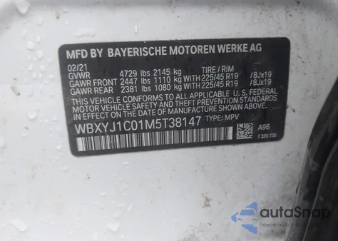 2021 BMW X2 xDrive28I z USA, uszkodzony, nr VIN WBXYJ1C01M5T38147